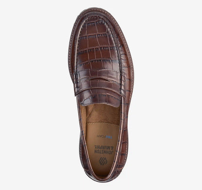 Collier Penny Loafer - Brown Croc-Embossed Full-Grain Leather
