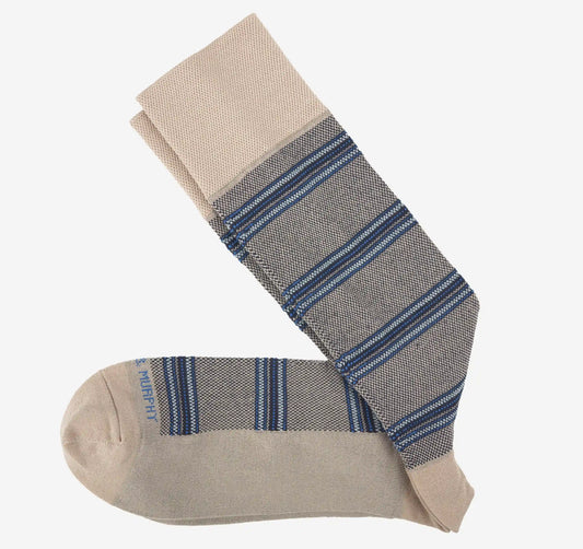 Patterned Dress Socks - Gray Multi Striped Pindot