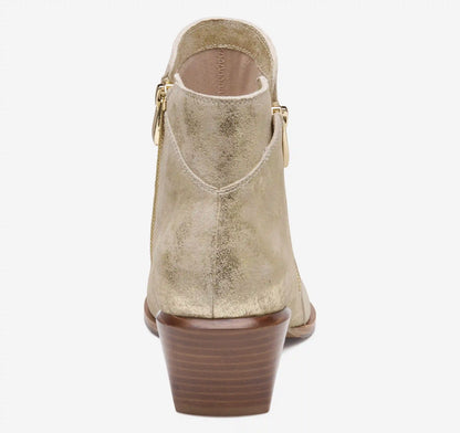 Kalista Double-Zip Bootie - Gold Metallic Kid Suede