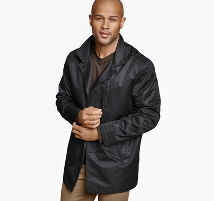 Upton Water-Resistant Raincoat with Removable Liner - Black/Taupe Plaid