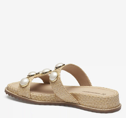 Chandler Embellished Slide - Natural Raffia
